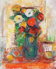 Anemone by Ion Musceleanu, 1993, ulei pe pânză lipită pe carton, sold Apr 2020
