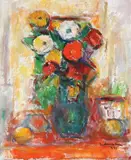 Anemone by Ion Musceleanu, 1993, ulei pe pânză lipită pe carton, sold Apr 2020