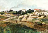 Iosif Rosenblut, Dealuri la Balcic, 1935, ulei și creion pe carton