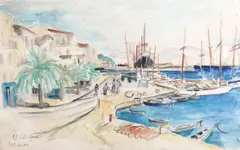 Elena Vavilyna, Port în Calvi, 1939, acuarelă și creion pe hârtie