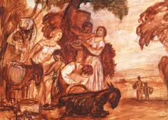 La cules by Samuel Mützner, acuarelă pe hârtie lipită pe carton, sold Apr 2020