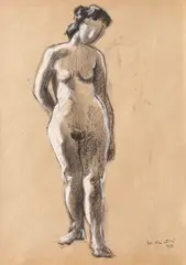 Spiru Chintilă, Nud, 1956, cărbune și ceracolor pe hârtie