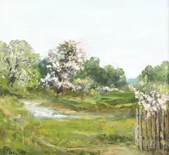 Primăvară by Nicolae Blei, 1999, ulei pe pânză, sold Apr 2020