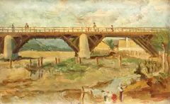 Peisaj din Câmpulung by Henri Visconte, 1914, ulei pe carton, sold Apr 2020