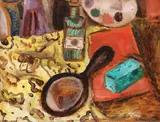Titina Călugăru Căpitănescu, Natură statică cu oglindă, ulei pe pfl