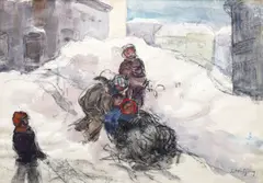 La derdeluş by Samuel Mützner, acuarelă, cărbune şi tempera pe hârtie, sold Apr 2020