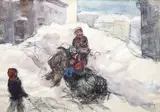 Samuel Mützner, La derdeluş, acuarelă, cărbune şi tempera pe hârtie