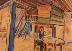 Nutzi Acontz, Cafeneaua lui Mamut, 1930, acuarelă pe hârtie