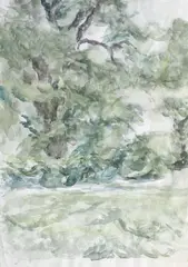 Stejar by Paul Gherasim, acuarelă pe hârtie, sold Apr 2020