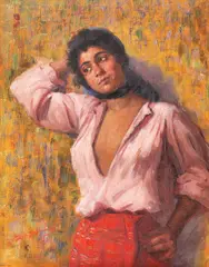 Țărăncuță by Dimitrie Serafim, ulei pe pânză lipită pe carton, sold Apr 2020