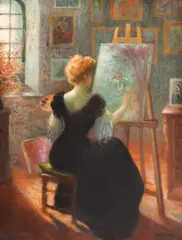 Nicolae Gropeanu, Artistă la șevalet, ulei pe pânză