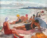 Gheorghe Sarbu, Plajă la Mamaia, ulei pe placaj