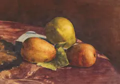 Ioan Georgescu, Natură statică cu pere, ulei pe pânză lipită pe carton