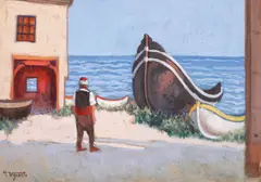 Turc la Balcic by Henri Visconte, ulei pe carton, sold Apr 2020