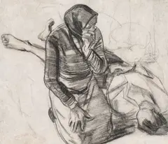 Studiu pentru Răscoala by Corneliu Baba, creion pe hârtie, sold Mar 2020