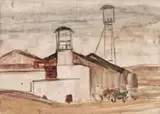 Corneliu Baba, Margine de Iași, acuarelă și creion pe hârtie