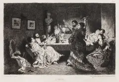 Serată by Theodor Aman, acvaforte și gravură cu acul, sold Mar 2020
