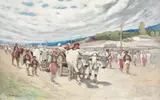 Jean Cheller, La târg, 1937, ulei pe carton