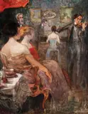 George Enescu în recital by Nicolae Vermont, 1927, ulei pe pânză, sold Mar 2020