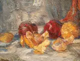 Natură statică cu mere by Rudolf Schweitzer–Cumpăna, 1928, ulei pe carton, sold Mar 2020