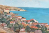 Peisaj din Balcic by Cecilia Cuțescu-Storck, ulei pe carton, sold Mar 2020