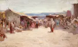 Târg la Câmpulung by Nicolae Vermont, 1906, ulei pe lemn, sold Mar 2020