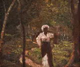 Țărăncuță cu cobiliță by Octav Băncilă, ulei pe pânză, sold Mar 2020