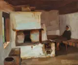 Constantin Artachino, Țărăncuță în fața vetrei, ulei pe pânză