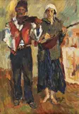 Muzicanți by Rudolf Schweitzer–Cumpăna, ulei pe carton, sold Mar 2020