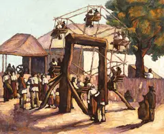 La bâlci by Camil Ressu, ulei pe carton, sold Mar 2020