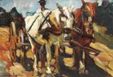 Întoarcerea de la câmp by Rudolf Schweitzer–Cumpăna, ulei pe carton, offered Mar 2020