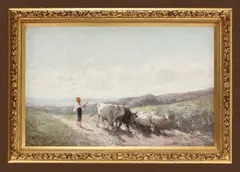 Nicolae Grigorescu, Țărăncuță cu fuior pe cale, ulei pe pânză