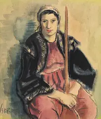 Tătăroaică by Iosif Iser, acuarelă și tuș pe hârtie, sold Mar 2020