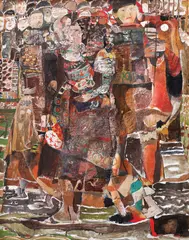 Personaje by Georgeta Năpăruș, ulei pe pânză, sold Mar 2020