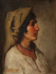 Nicolae Grigorescu, Țărăncuță cu mărgele roșii, ulei pe pânză