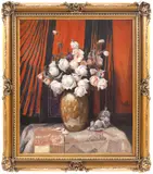 Mario (Marius) Ledda, Natură statică cu trandafiri și decor japonizant, 1921, ulei pe pânză