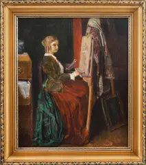 Otto Herschel, Artistă la șevalet, 1920, ulei pe lemn