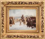 sec. Xix Școală Germană, Retragerea lui Napoleon din Rusia (după o pictură de Adolph Norten), ulei pe lemn