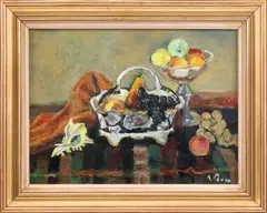 Aurel Ciupe, Natură statică cu fructe și scoică, ulei pe pânză