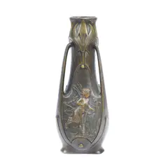 Jean Garnier, Vas Jean Garnier, Art Nouveau, din bronz, decorat cu nimfe, cca. 1910, bronz patinat