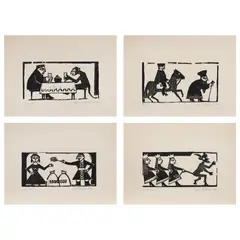 Geta Brătescu, Povești cu Nastratin Hogea, 1961, linogravură