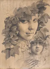 Portret de fată by Sever Frențiu, 1981, creion pe hârtie, sold Feb 2020