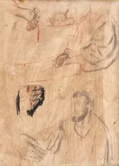 Studii by Corneliu Baba, 1978, creioane colorate și cărbune pe hârtie, sold Feb 2020