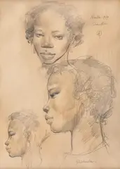 Ghidada by Sever Frențiu, 1979, creion pe hârtie, sold Feb 2020