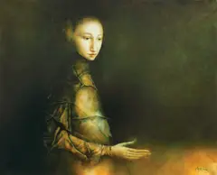 Georges Mazilu, Madona contemporană (Portrait de femme), 1990, ulei pe pânză