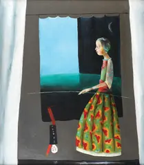 Ștefan Câlția, Păpușăreasa cu lună, 2004, ulei pe pânză