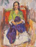 Odaliscă by Ion Musceleanu, 1989, ulei pe pânză lipită pe carton, sold Feb 2020