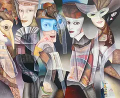 Carnaval by Petre Velicu, ulei pe pânză, sold Feb 2020