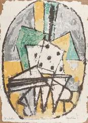 Dé a Seuphor by Marcel Janco, dadalit pe pânză lipită pe carton, sold Feb 2020
