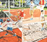 Lucian Brumă, Playing, 2019, ulei pe pânză